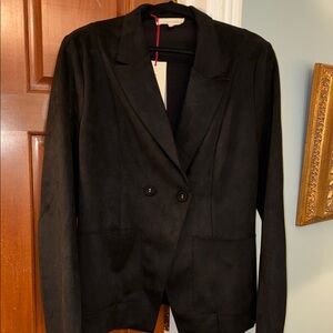 Solitaire Elegant Black Women's faux suede Blazer